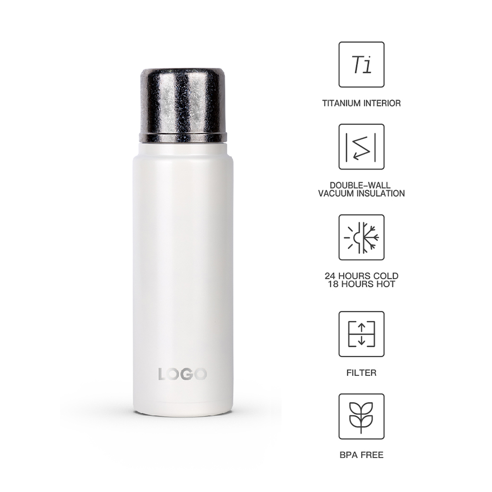 Gift Titanium Sport Bottle Double Wall Drink Bottle 650ml Titanium Water Bottle with Ti Lid and Filter