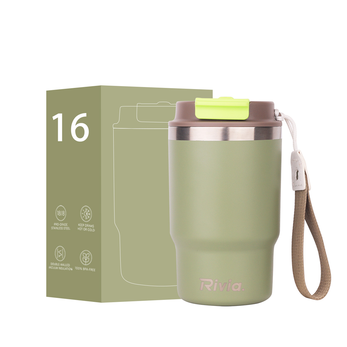 2024 New product 16oz leakproof double wall stainless steel vacuum insulated coffee travel tumbler with 2 in 1 lid