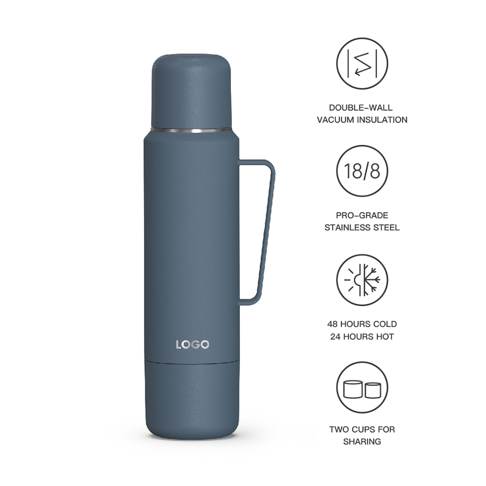 BPA-Free 40oz Stainless Steel Travel Coffee Bottle with Two Sharing Cups