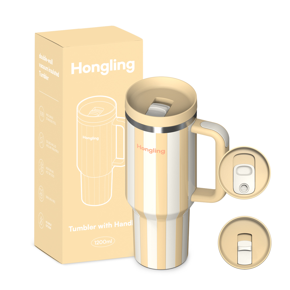 HongLing Tumbler with handle Stainless steel tumbler OEM/ODM 40oz Double Wall Large Capacity Car Bottles Handle Lid BPA-Free