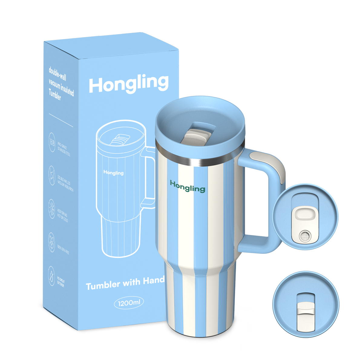 HongLing Tumbler with handle Stainless steel tumbler OEM/ODM 40oz Double Wall Large Capacity Car Bottles Handle Lid BPA-Free