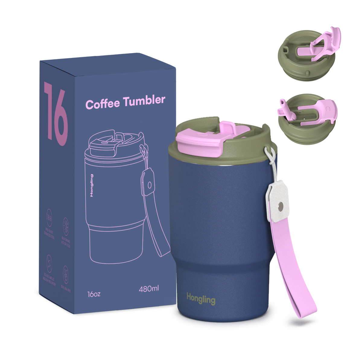 Stainless Steel Eco-Friendly Vacuum Insulated Tumbler with 2-in-1 Lid Rope Straw Coffee Mug Water Bottle Manufacturer Travel Mug Stainless Steel Insulated with Leak and Spill Proof Lid Fits Standard Cup Holders