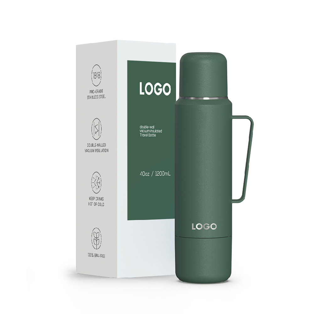 BPA-Free 40oz Stainless Steel Travel Coffee Bottle with Two Sharing Cups