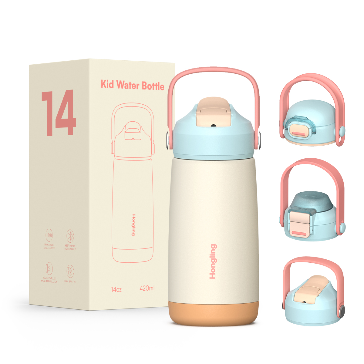 Custom wholesale kids water bottle 12oz/16oz Straw cup BPA-free water bottle Outdoor sports thermos 
