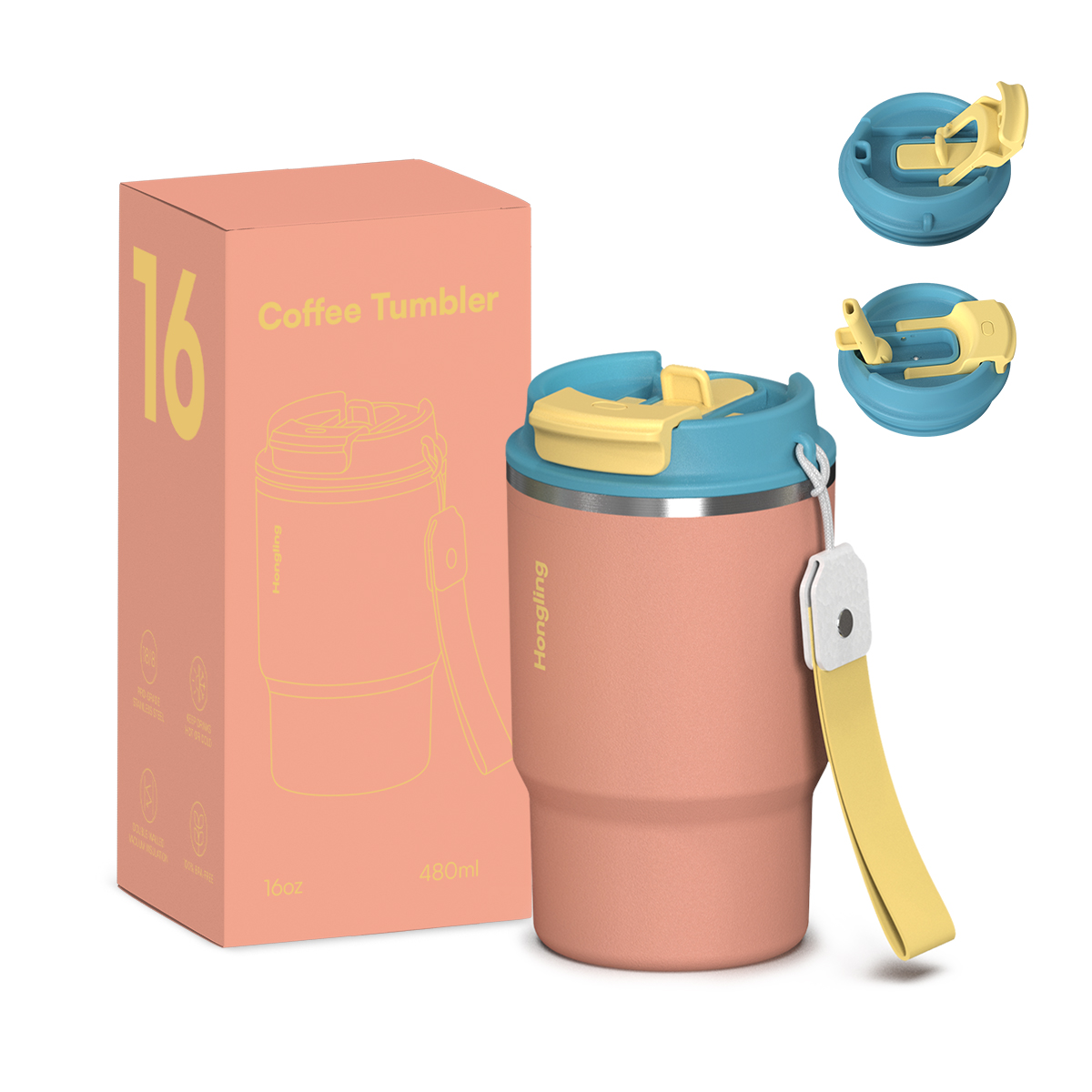 Stainless Steel Eco-Friendly Vacuum Insulated Tumbler with 2-in-1 Lid Rope Straw Coffee Mug Water Bottle Manufacturer Travel Mug Stainless Steel Insulated with Leak and Spill Proof Lid Fits Standard Cup Holders