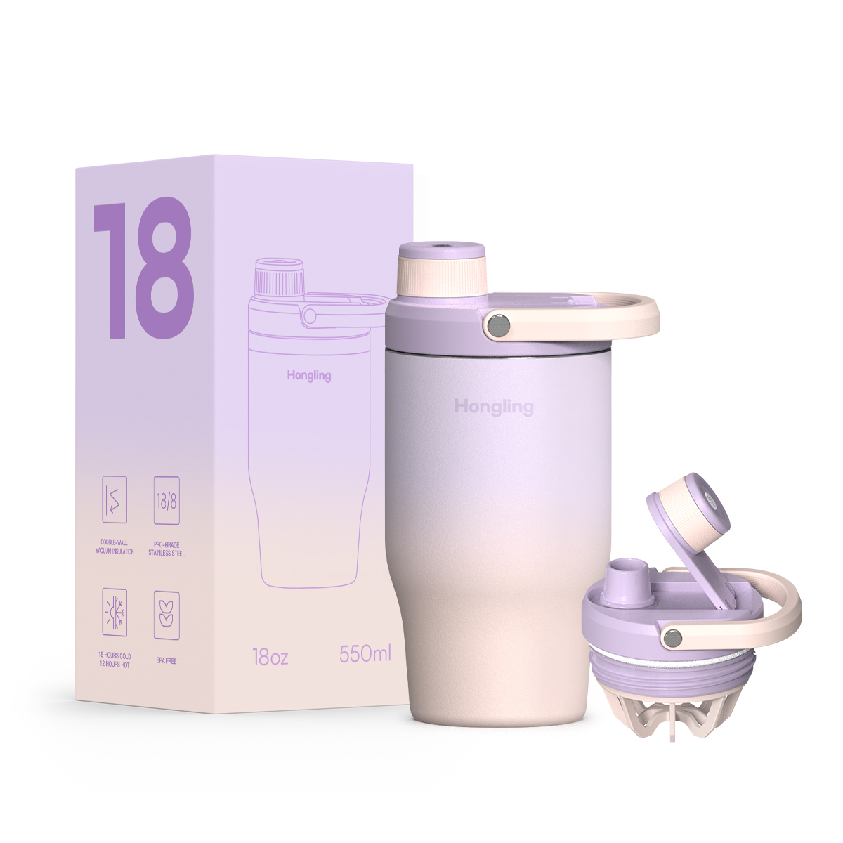 Hongling Water bottle Shaker bottle Leak Proof Design BPA Free Insulated stainless steel water bottle manufacturer 