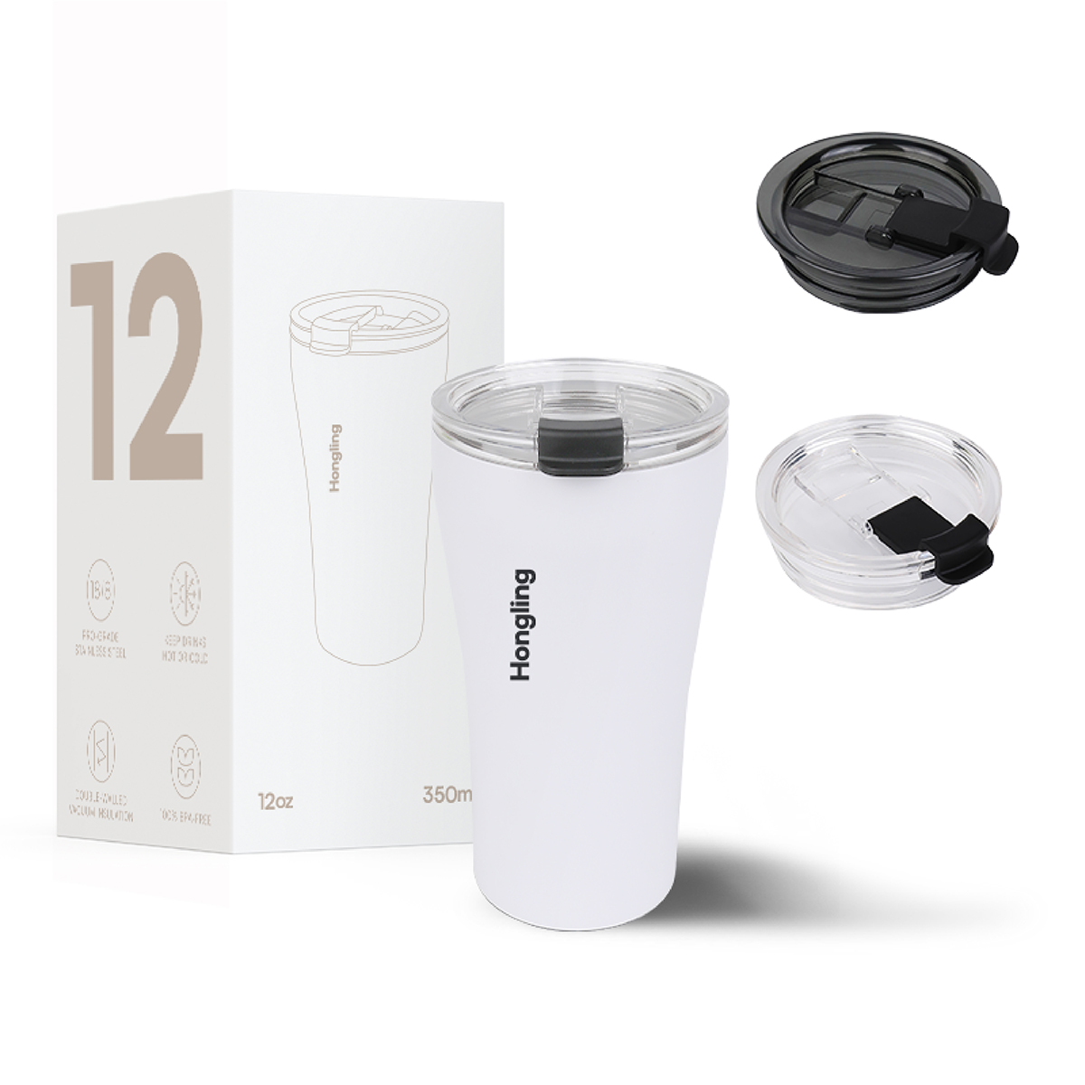 Hongling coffee tumbler coffee mug Sliding lid design travel mug custom coffee mug insulated coffee mug insulated stainless steel original design 