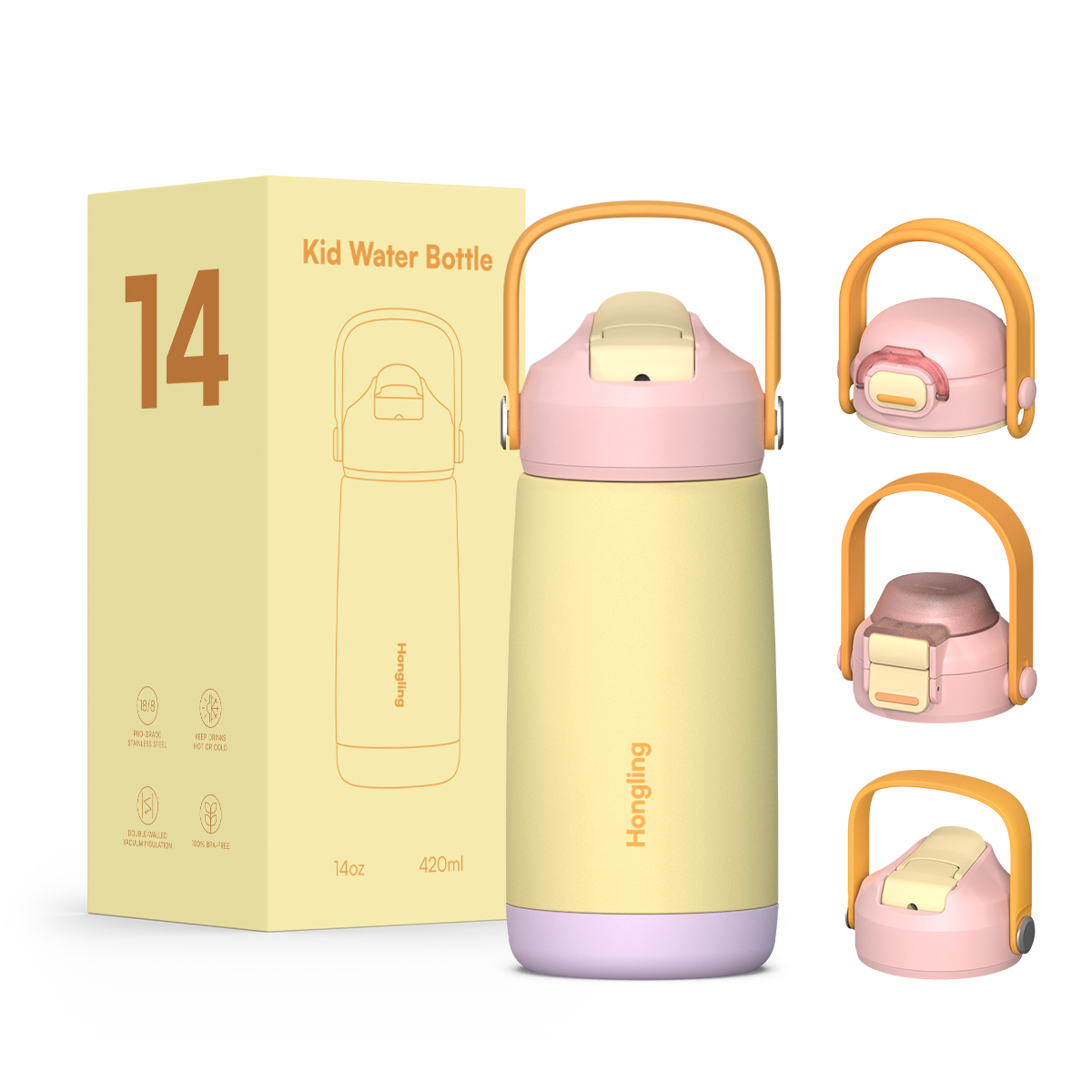 Custom wholesale kids water bottle 12oz/16oz Straw cup BPA-free water bottle Outdoor sports thermos 