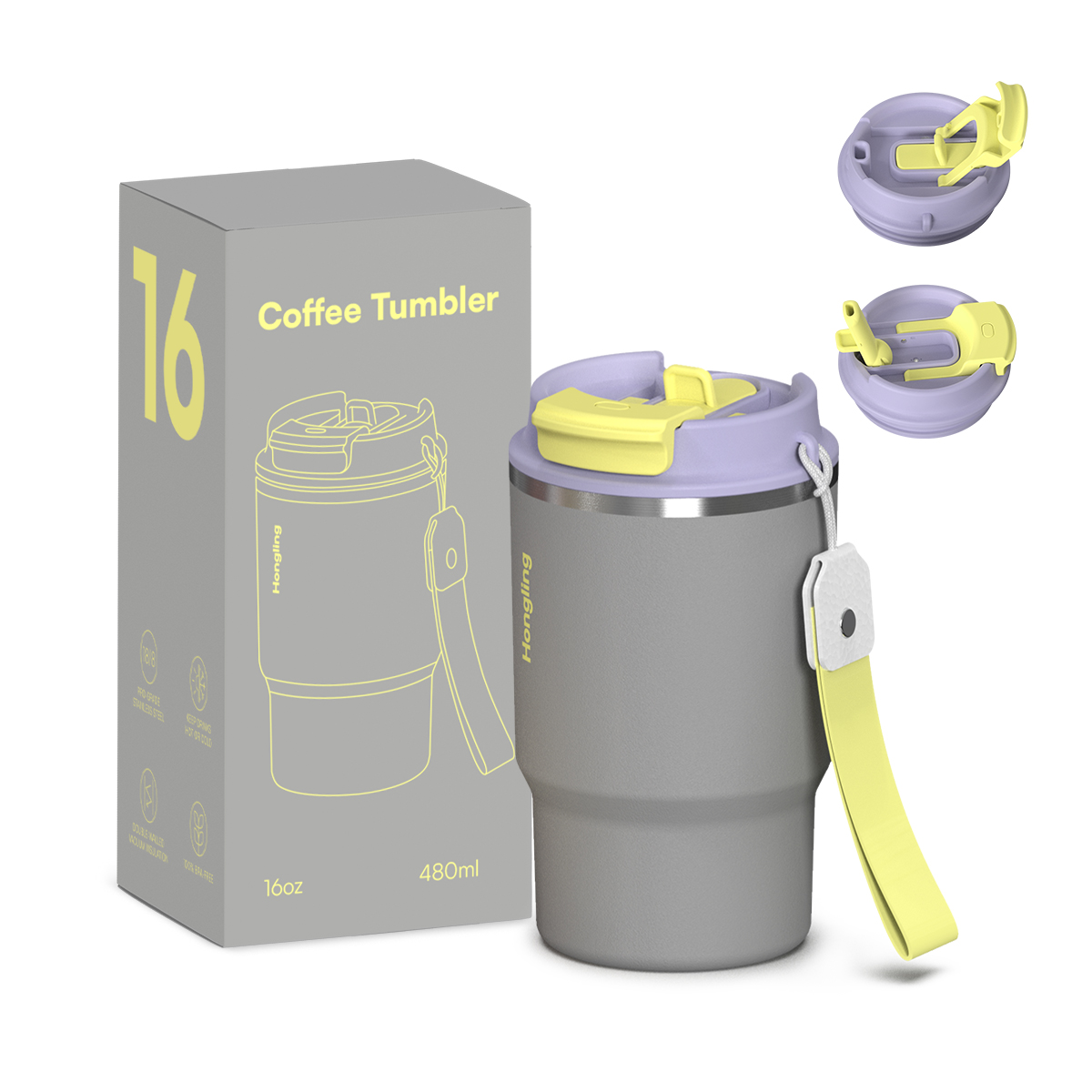 Stainless Steel Eco-Friendly Vacuum Insulated Tumbler with 2-in-1 Lid Rope Straw Coffee Mug Water Bottle Manufacturer Travel Mug Stainless Steel Insulated with Leak and Spill Proof Lid Fits Standard Cup Holders