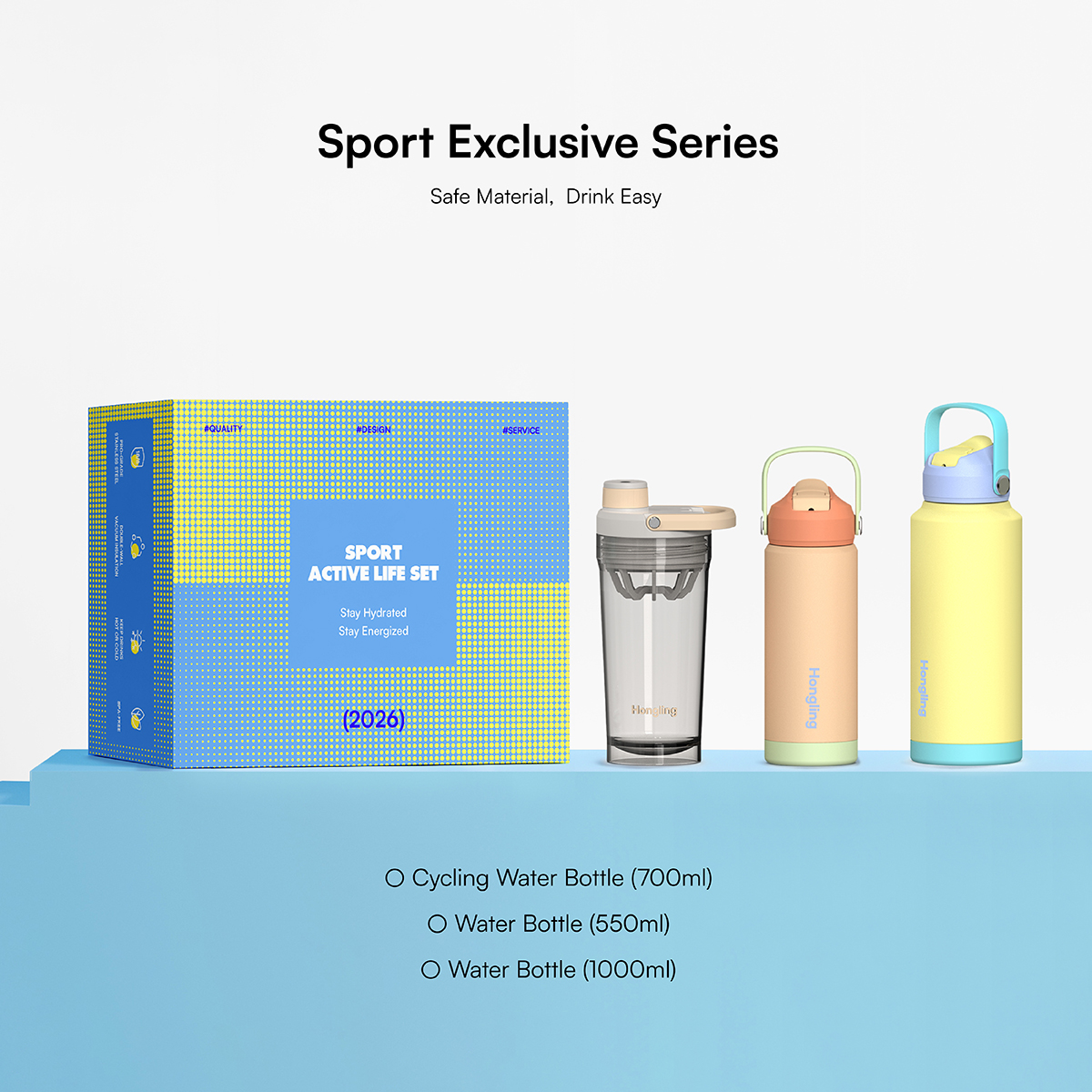 Water Bottle Hong Ling Custom 3 Piece Sports Water Bottle Gift Set BPA Free Shaker Bottle Cycling Bottle Flask Set water bottle manufacturer