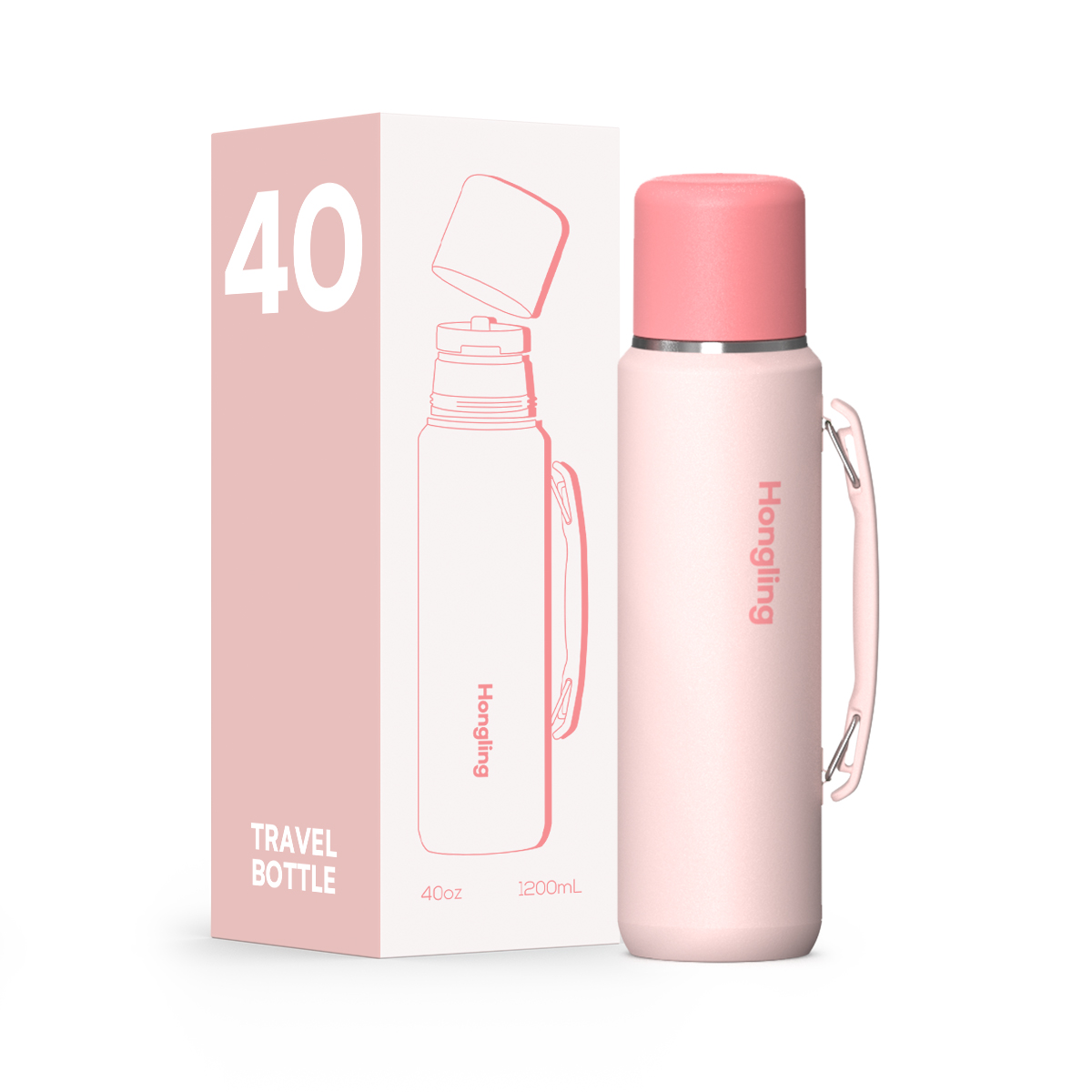 HonglingTravel water bottle OEM & ODM Available Insulated Shaved Water Bottle with Silicone Ring & Rotate Cap Durable Thermos Outdoor Adventure