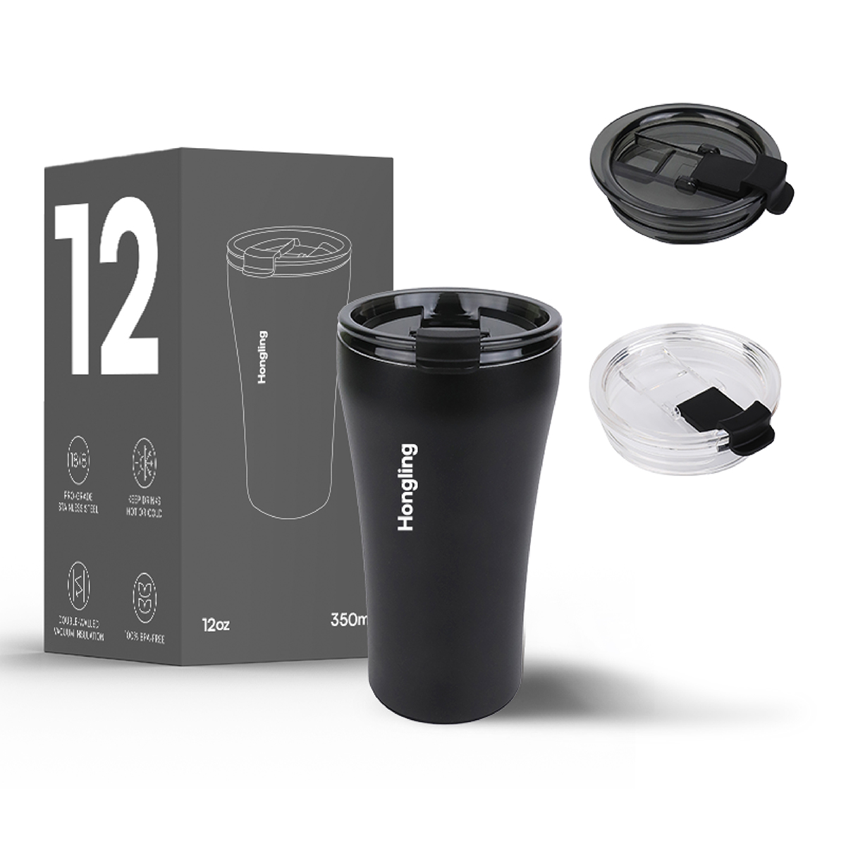 Hongling coffee tumbler coffee mug Sliding lid design travel mug custom coffee mug insulated coffee mug insulated stainless steel original design 