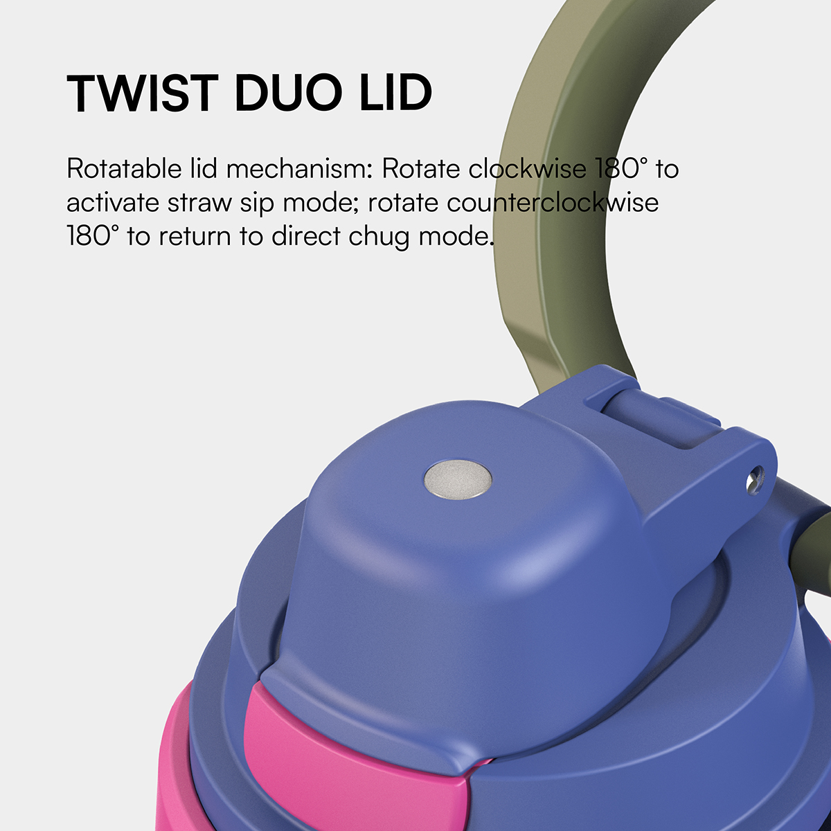 Patented Detachable Twist Duo Lid Water Bottle | 100% Easy Clean & Multi-Lid Interchangeable System