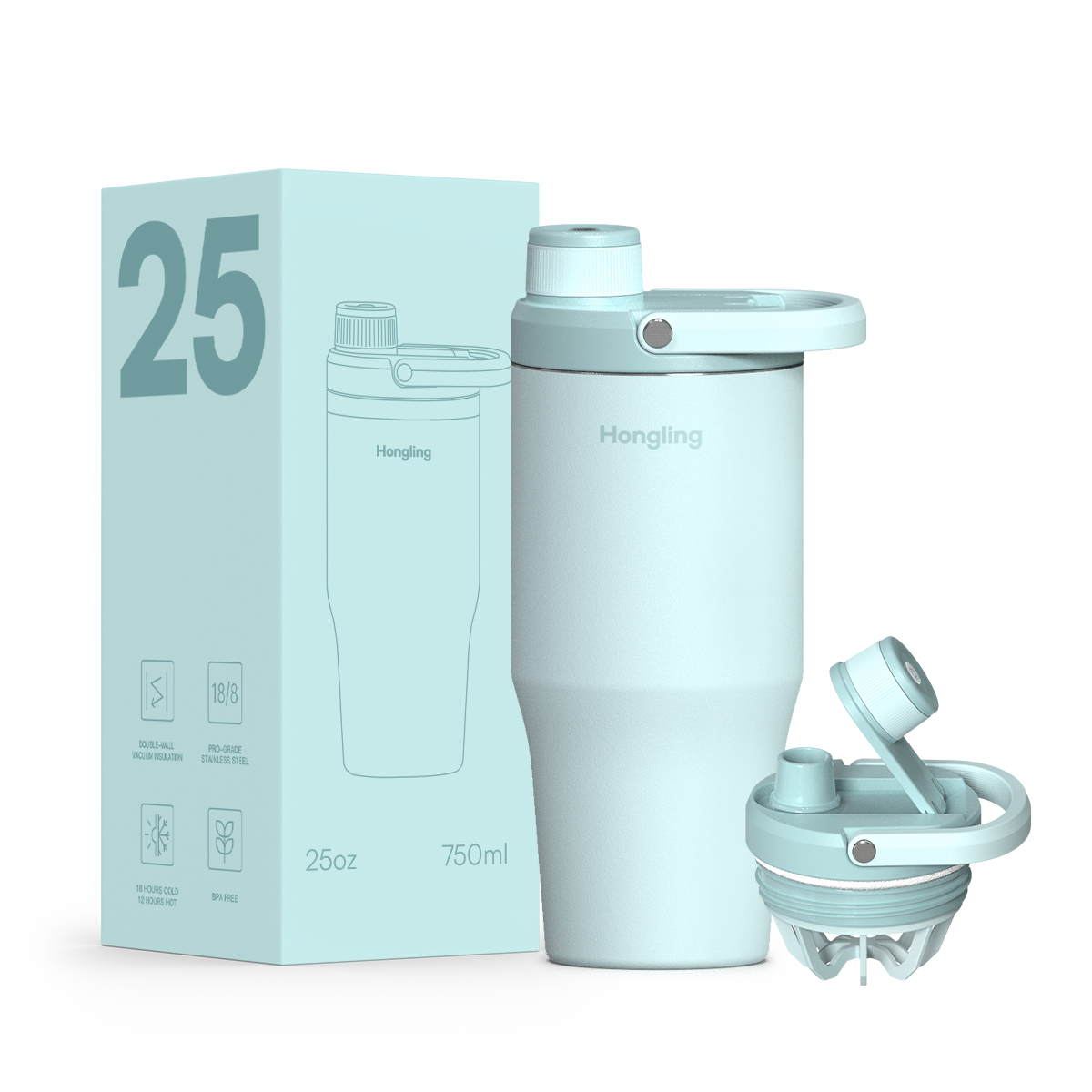 Hongling Water bottle Shaker bottle Leak Proof Design BPA Free Insulated stainless steel water bottle manufacturer 