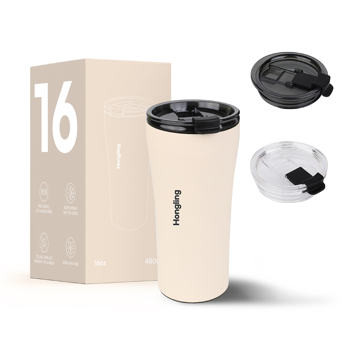 Hongling coffee tumbler coffee mug Sliding lid design travel mug custom coffee mug insulated coffee mug insulated stainless steel original design 