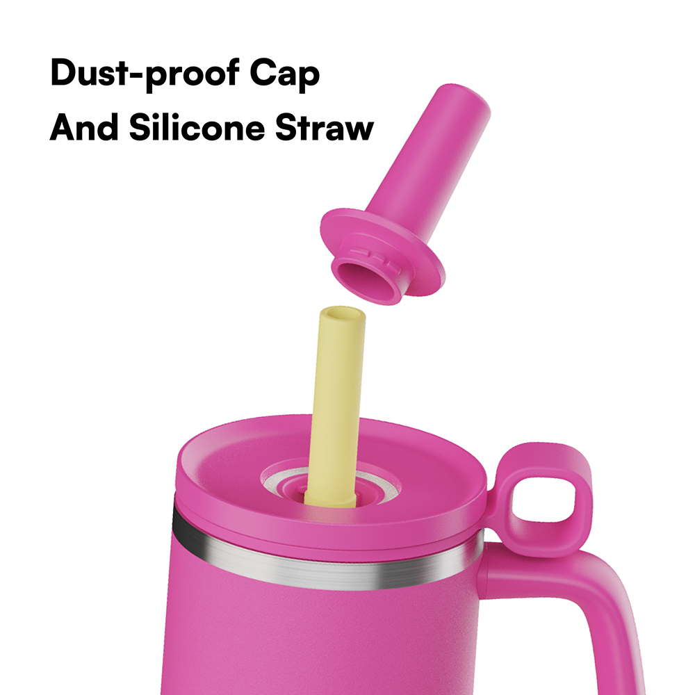 New 40oz Tumbler With Handle, Stainless Steel Outdoor Tumbler With Silicone Dust Cover