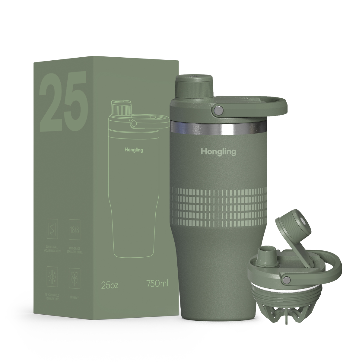 Hongling Water bottle Shaker bottle Leak Proof Design BPA Free Insulated stainless steel water bottle manufacturer 