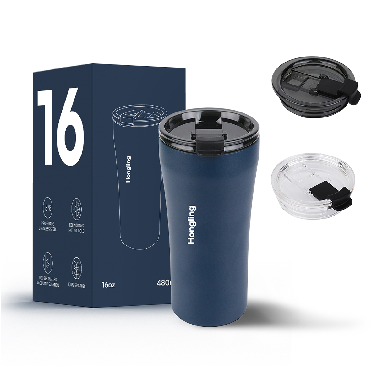 Hongling coffee tumbler coffee mug Sliding lid design travel mug custom coffee mug insulated coffee mug insulated stainless steel original design 