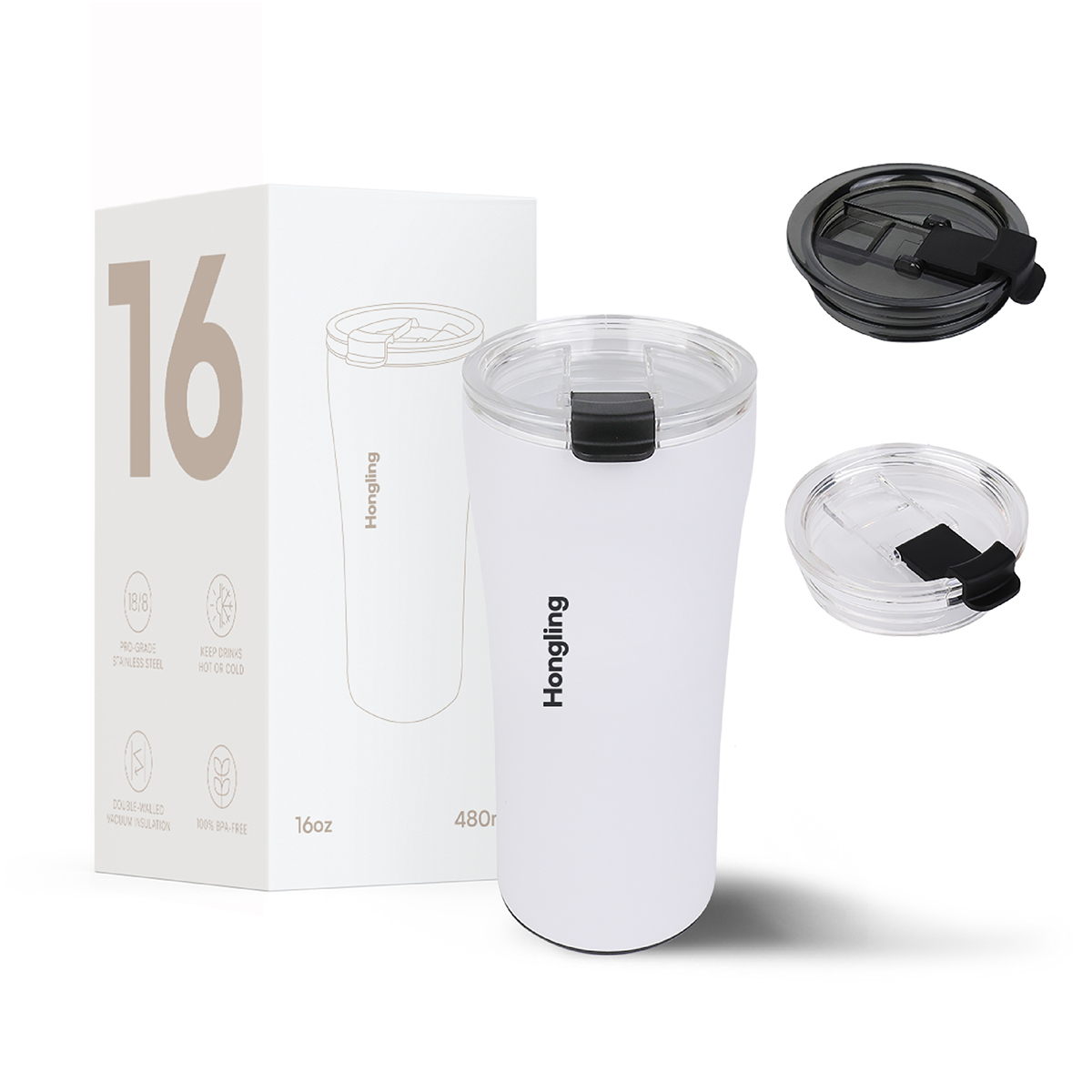 Hongling coffee tumbler coffee mug Sliding lid design travel mug custom coffee mug insulated coffee mug insulated stainless steel original design 