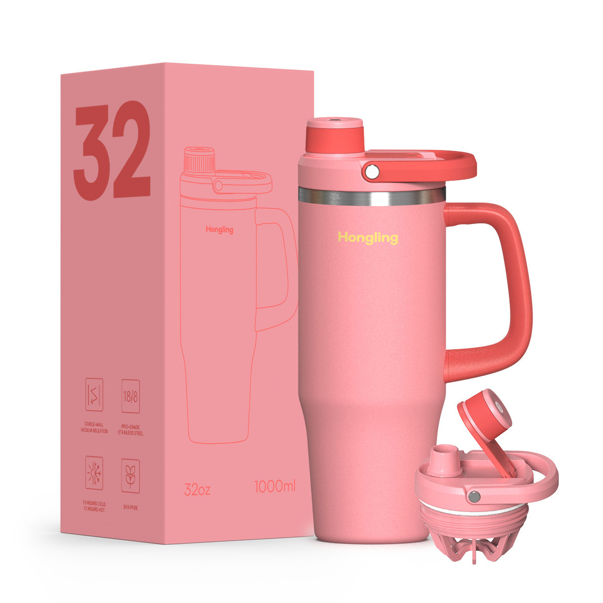 Hongling Water bottle Shaker bottle Leak Proof Design BPA Free Insulated stainless steel water bottle manufacturer 