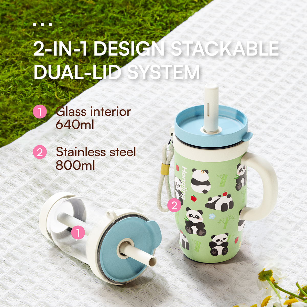 Hongling Eco Friendly Double Wall Glass Lined Stainless Steel Tumbler Portable Insulated Water Cup for Office Travel Commute