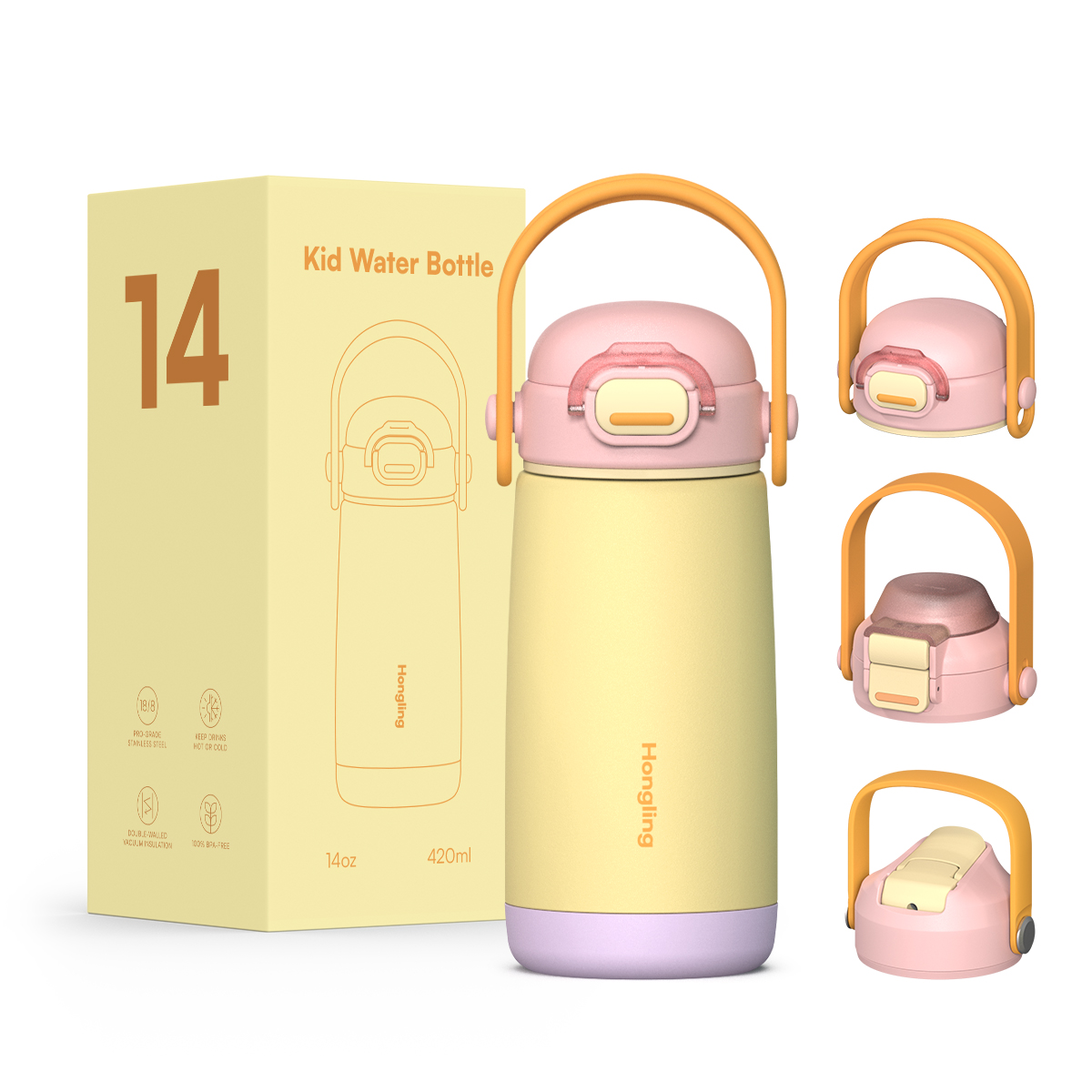 Custom wholesale kids water bottle 12oz/16oz Straw cup BPA-free water bottle Outdoor sports thermos 