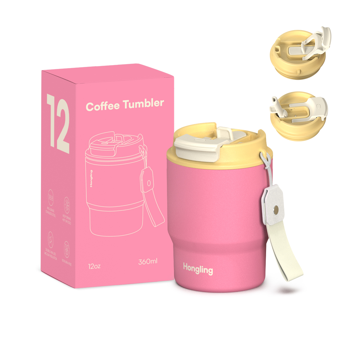 Stainless Steel Eco-Friendly Vacuum Insulated Tumbler with 2-in-1 Lid Rope Straw Coffee Mug Water Bottle Manufacturer Travel Mug Stainless Steel Insulated with Leak and Spill Proof Lid Fits Standard Cup Holders