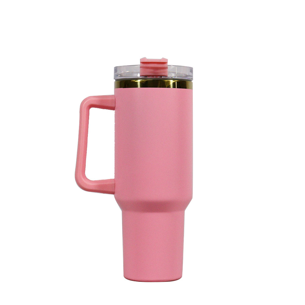 40oz Cup Travel Tumbler Stainless Steel Outdoor Copper Plated Mug With Handle