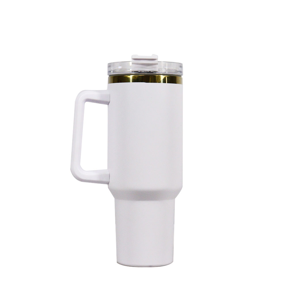 40oz Cup Travel Tumbler Stainless Steel Outdoor Copper Plated Mug With Handle