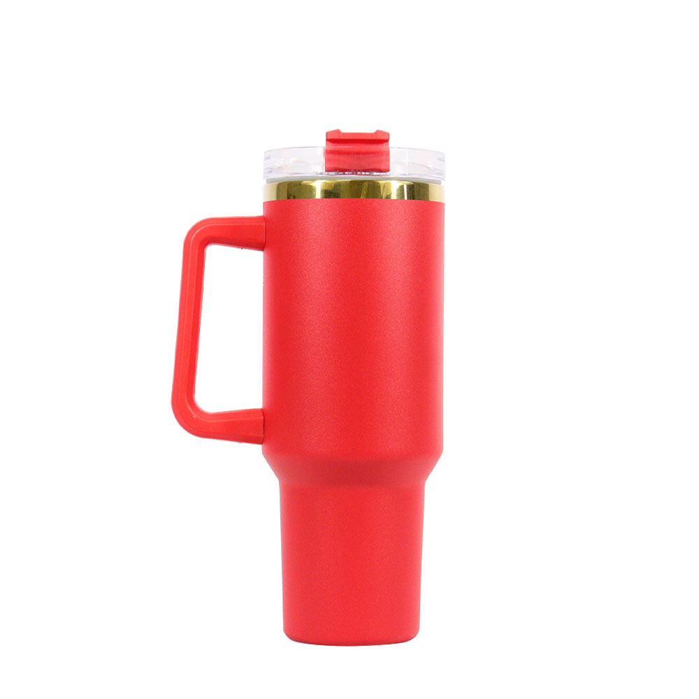 40oz Cup Travel Tumbler Stainless Steel Outdoor Copper Plated Mug With Handle