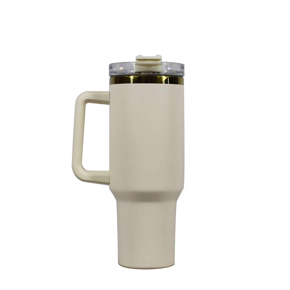 40oz Cup Travel Tumbler Stainless Steel Outdoor Copper Plated Mug With Handle