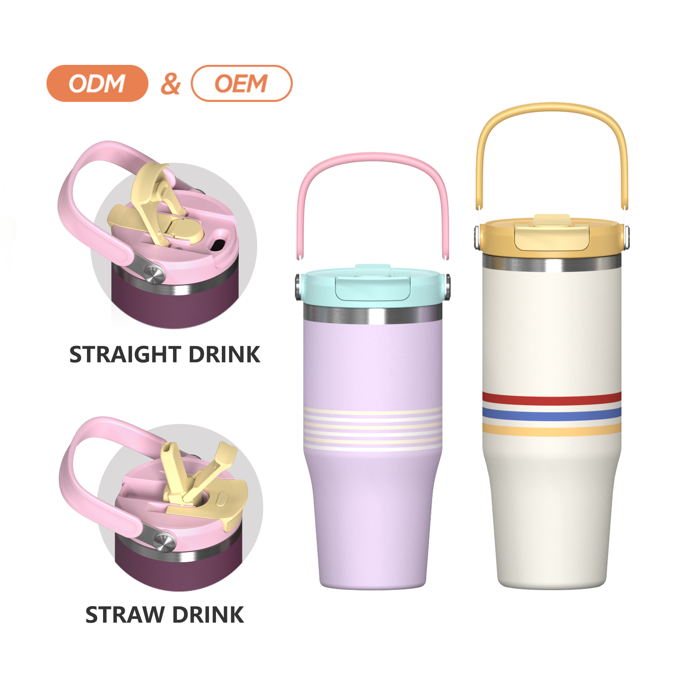 Double drink car cup with handle