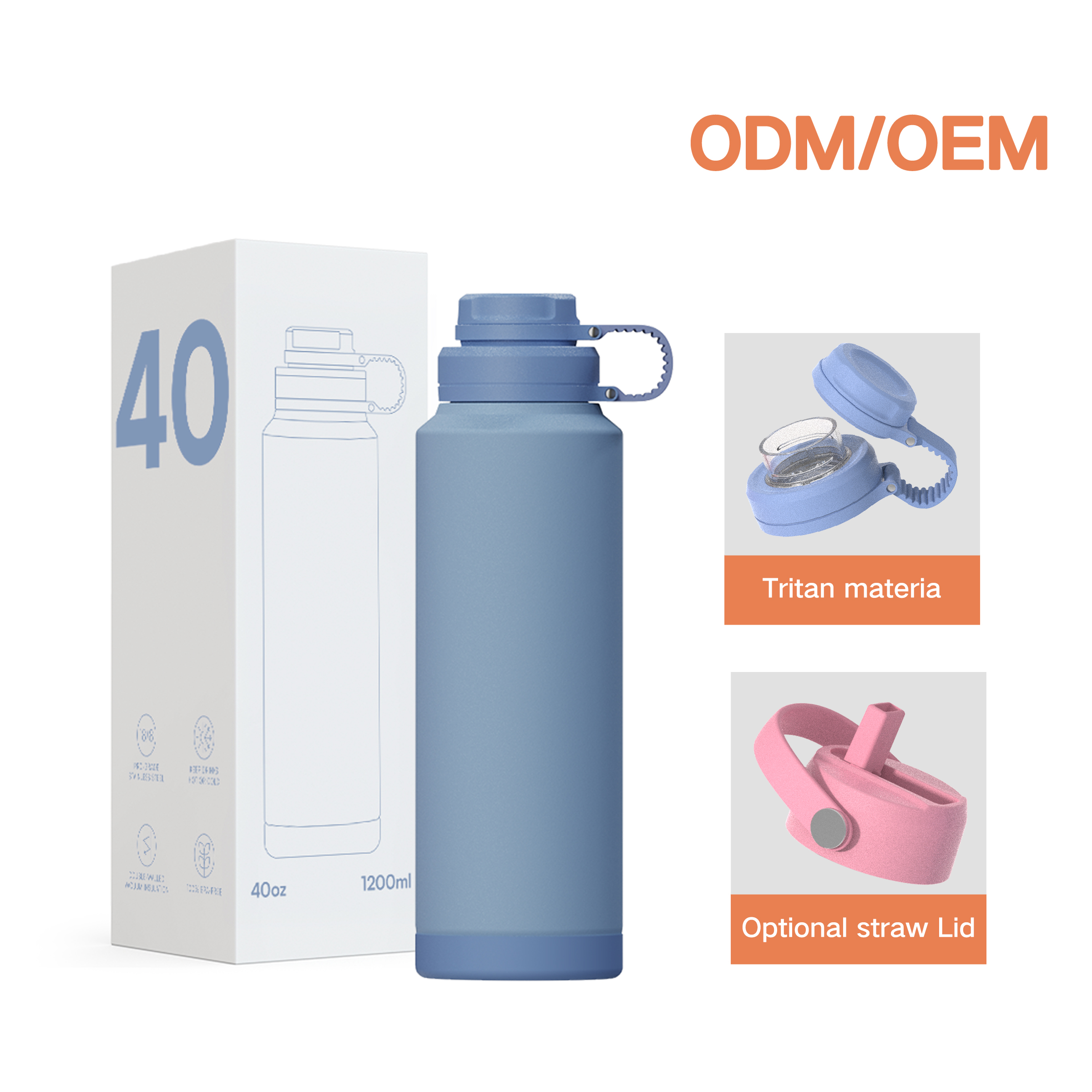 High Quality 304 Stainless Steel Water Bottle 32oz 40oz 18oz 12oz Hot Cold Insulated Water Bottle With Custom Logo