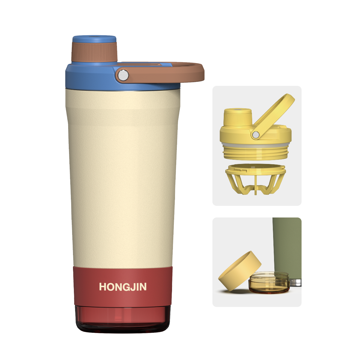 new shaker bottle 24oz Custom wholesale with storage compartment Can be filled with protein powder 