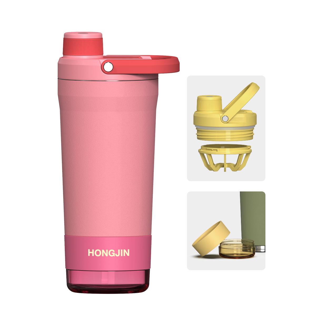 new shaker bottle 24oz Custom wholesale with storage compartment Can be filled with protein powder 