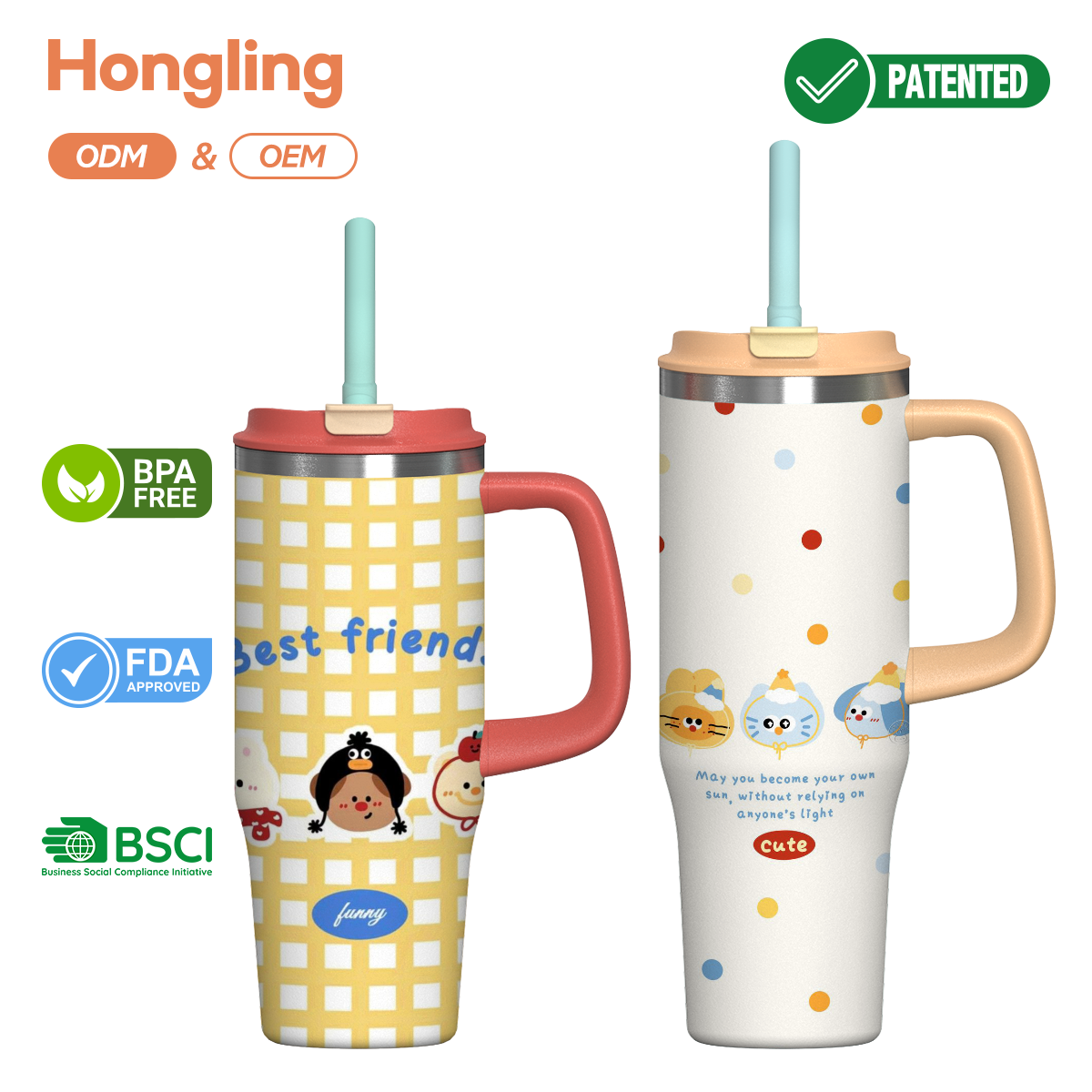 Custom wholesale Tumbler Handle cup double lid with straw 32oz/40oz/50oz Water bottle manufacturer