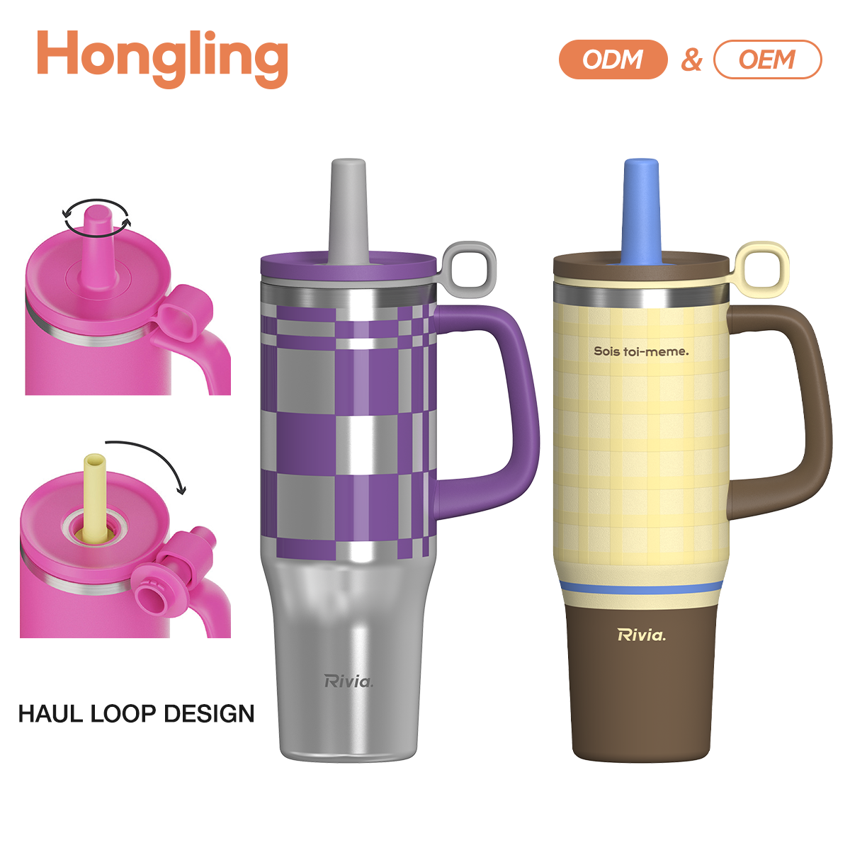 40oz Tumbler With Handle,  Outdoor Tumbler With Silicone Dust Cover