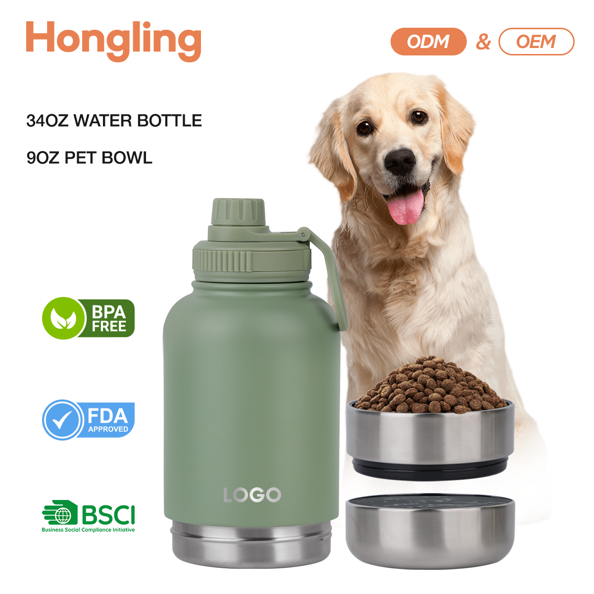 stainless steel insulated water bottle Large-capacity insulated bottle with pet bowl same as stanley Hydro Flask