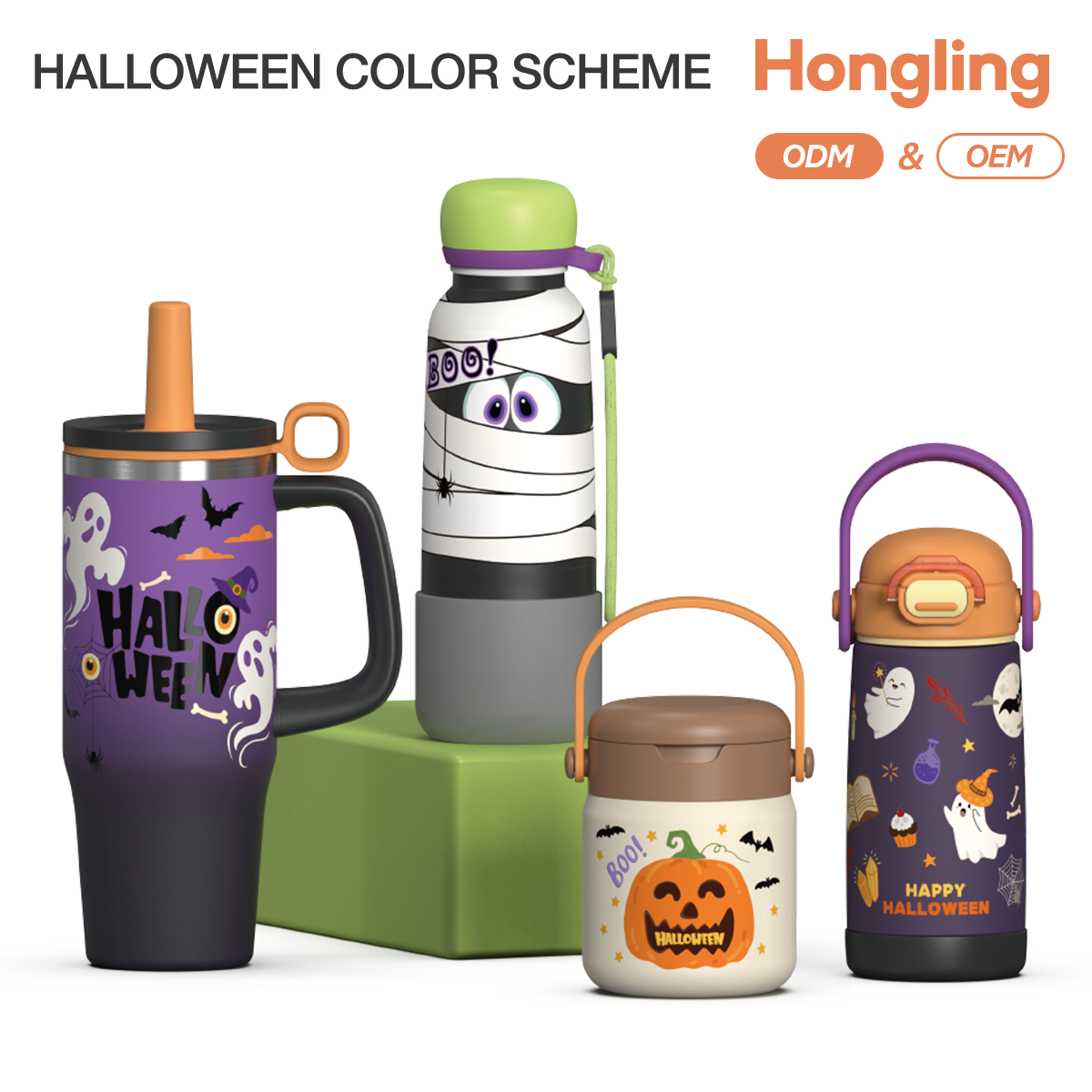 Hongling water bottle Halloween theme color Wholesale thermal bottle Thermos cup factory Stainless steel tumbler manufacturer