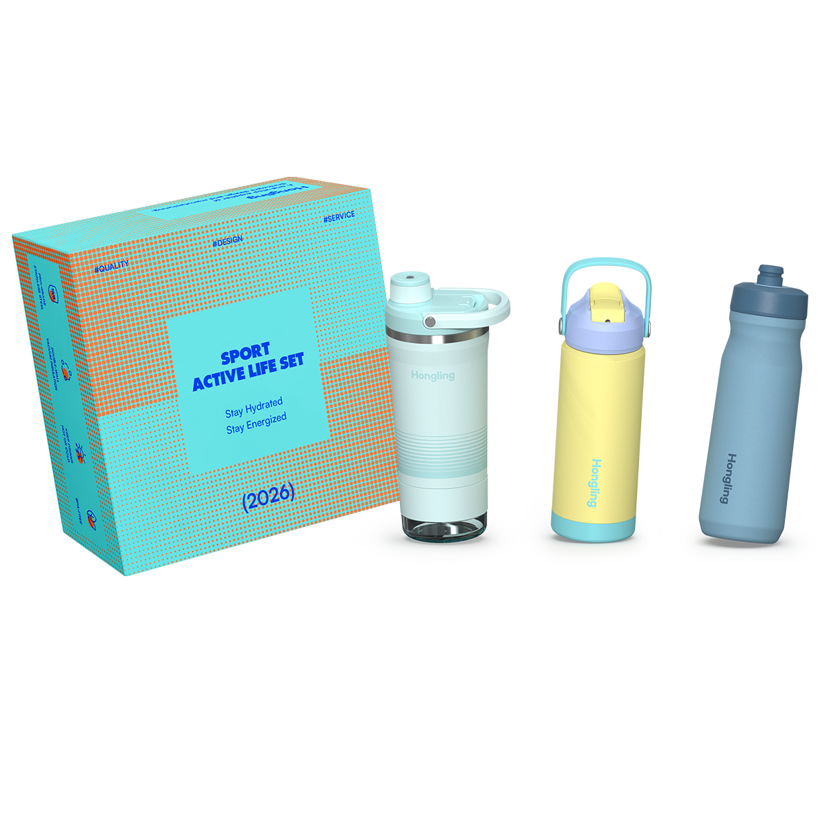 Water Bottle Hong Ling Custom 3 Piece Sports Water Bottle Gift Set BPA Free Shaker Bottle Cycling Bottle Flask Set water bottle manufacturer