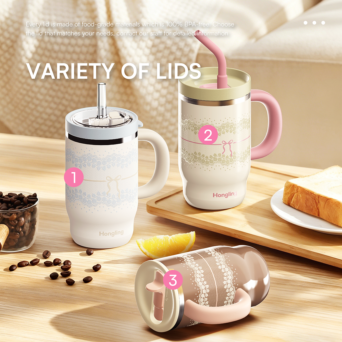 Hongling Eco Friendly Double Wall Glass Lined Stainless Steel Tumbler Portable Insulated Water Cup for Office Travel Commute