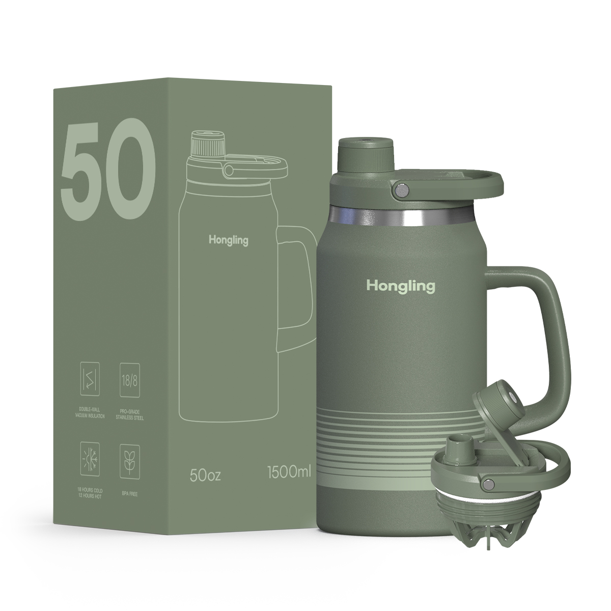 Hongling Water bottle Shaker bottle Leak Proof Design BPA Free Insulated stainless steel water bottle manufacturer 
