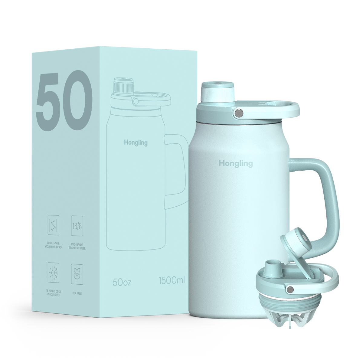 Hongling Water bottle Shaker bottle Leak Proof Design BPA Free Insulated stainless steel water bottle manufacturer 