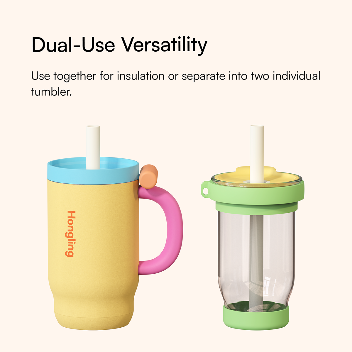 Hongling Eco Friendly Double Wall Glass Lined Stainless Steel Tumbler Portable Insulated Water Cup for Office Travel Commute