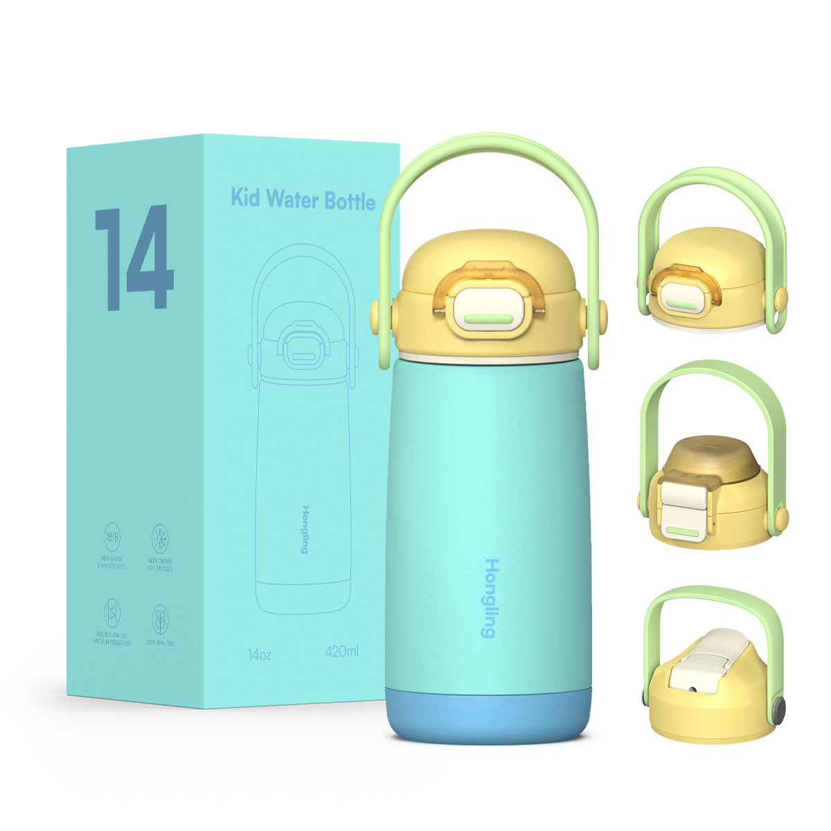 Custom wholesale kids water bottle 12oz/16oz Straw cup BPA-free water bottle Outdoor sports thermos 