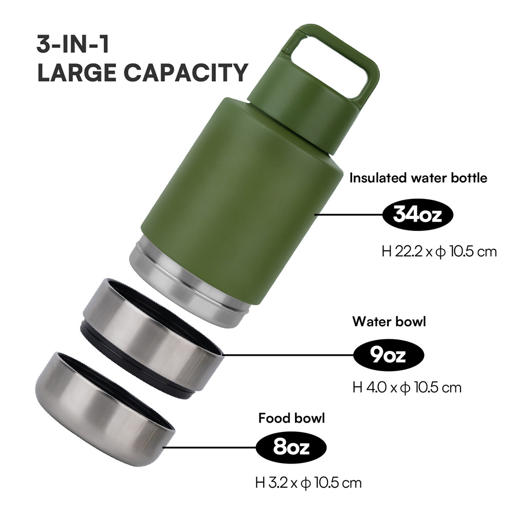 stainless steel insulated water bottle Large-capacity insulated bottle with pet bowl same as stanley Hydro Flask