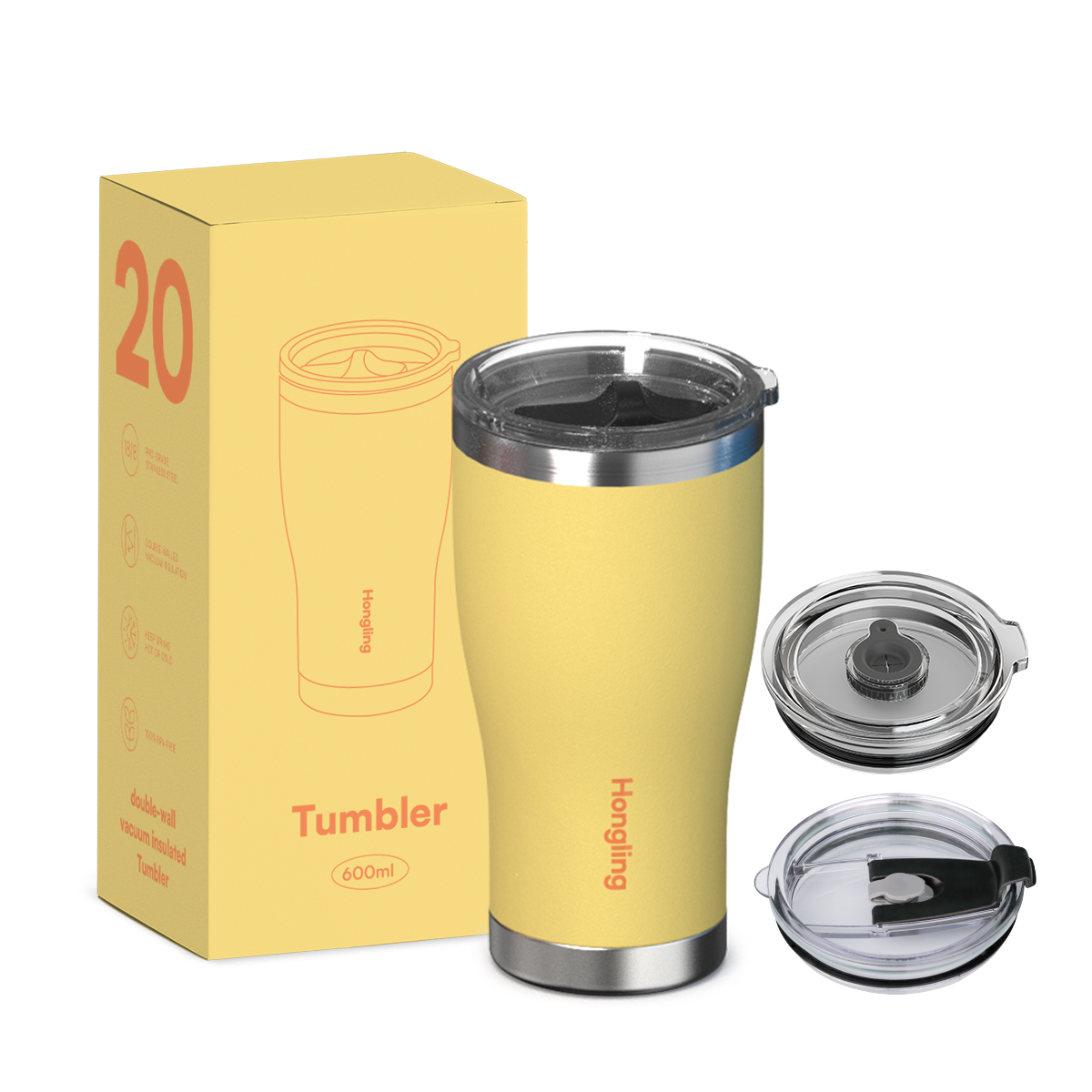 Hongling wholesale coffee mug water bottle Insulated travel coffee mug Stainless steel tumbler manufacturer Double wall thermos cup