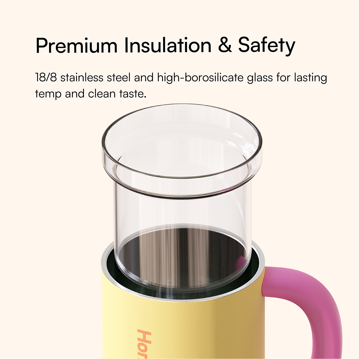 Hongling Eco Friendly Double Wall Glass Lined Stainless Steel Tumbler Portable Insulated Water Cup for Office Travel Commute