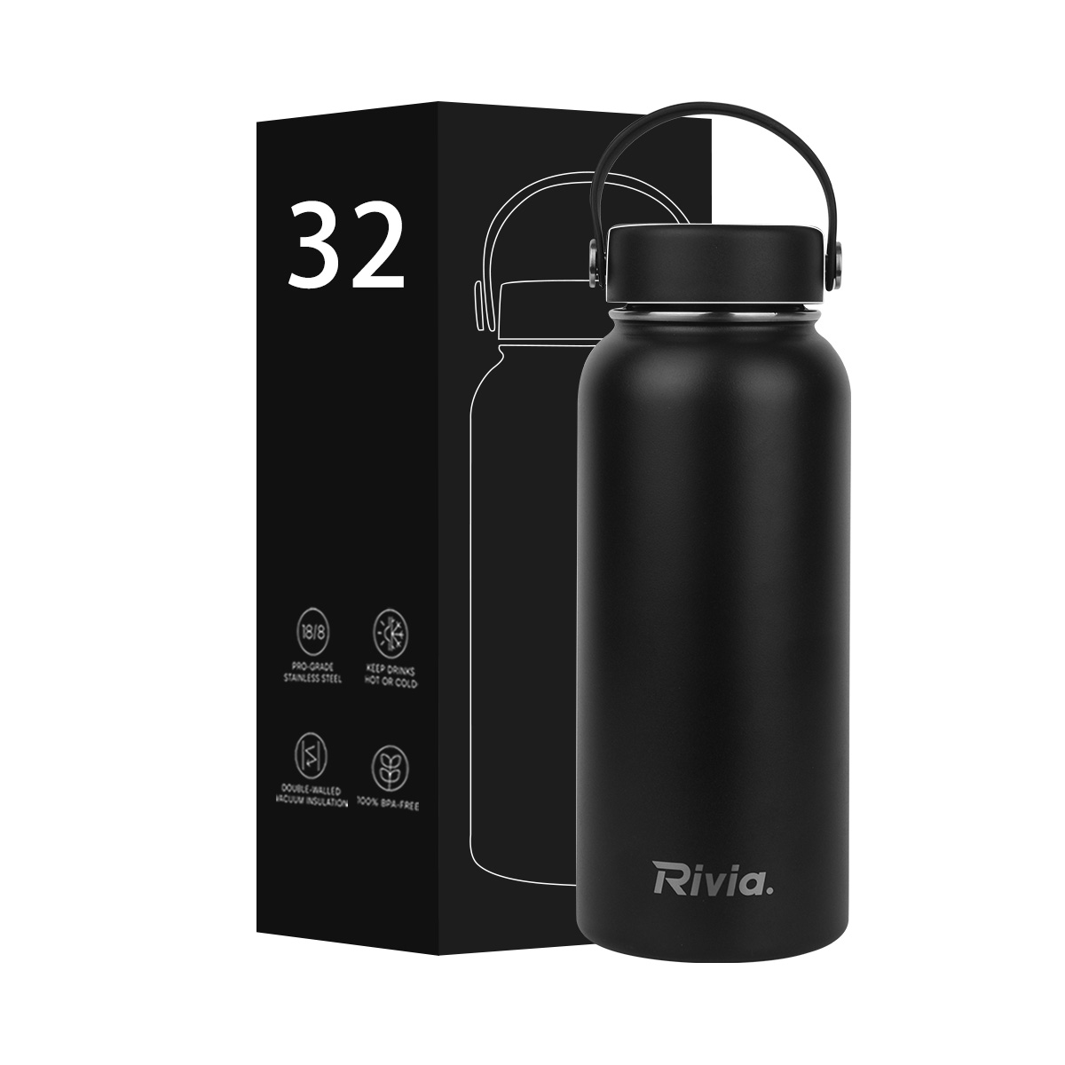 Custom LOGO And Gradient Color Insulated Vacuum Wide Mouth Stainless Steel Sport 32oz Water Bottle With Lids