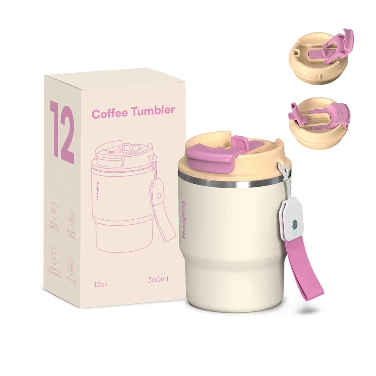 Stainless Steel Eco-Friendly Vacuum Insulated Tumbler with 2-in-1 Lid Rope Straw Coffee Mug Water Bottle Manufacturer Travel Mug Stainless Steel Insulated with Leak and Spill Proof Lid Fits Standard Cup Holders